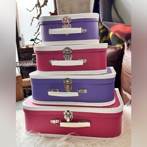 Vintage Set of 4 Paperboard Suitcases Storage baga